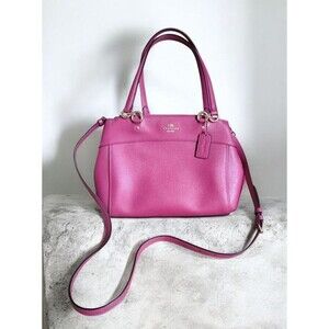 Coach Crossgrain Leather Satchel Bag Rose Pink Top Handle Crossbody F35997 Purse